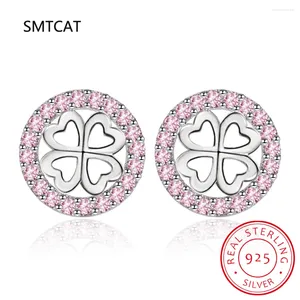 Stud Earrings Forever Clear Moissanite 925 Sterling Silver Circle Round Clover Dazzling Ideal Cut Lab Created Diamond Bijoux