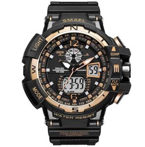 Smael Luxury Man Sport Waterproof Shock Resitant Luxury Men039S Wrist Watch S Shock 1376 Digital Clock Led Mens Watches Gold5958338