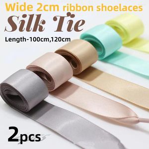 Shoe Parts 120cm 100cm Silk Shoelaces 2cm Wide Flat Shoes Laces High Quality Soft Board Women Fashion For Sneakers Sports