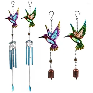 Decorative Figurines Hummingbirds Wind Chimes Spinner Romantic Metal Art Bells Musical Hanging Decoration Outdoor Garden Patio Yard