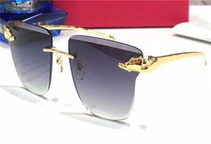 New fashion design sunglasses PANTHERE 1192 square frameless crystal cut lens frame animal metal temples popular retro style uv4009811283