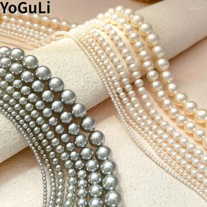 Ketten moderner Schmuck Elegantes Temperament Glas Simulierte Perlenkette für Frauen Mädchen glänzende graue weiße Farbperlen