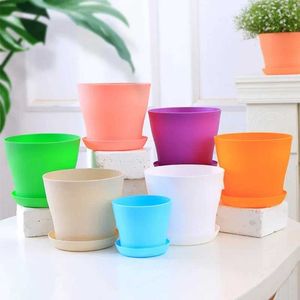 Pflanzer Töpfe 5 Größe Blumentopf Runde Pflanzer Süßigkeiten Farb Succulent Plant Pot Office Desktop Dekor Balkon Hausgarten Outdoor Topf Bonsai