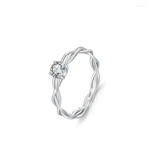 Cluster Rings Light Luxury S925 European And American Women's Sterling Silver Super Sparkling Single Diamond Ring