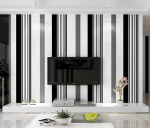 Bakgrunder Vit svart grå tapet modern vertikal ränder vägg papper TV bakgrund vardagsrum som täcker väggmålning för flicka pojke säng6872102