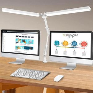 Table Lamps Bright Desk Lamp For Work/Study LED Reading 3Colors 10 Brightness Dimmable Light Double Swing Arm