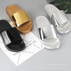 Slippers Glitter Women Summer Sandals Fashion Bling Candy Color Flip Flops Beach Shiny Leather Flat Outdoor