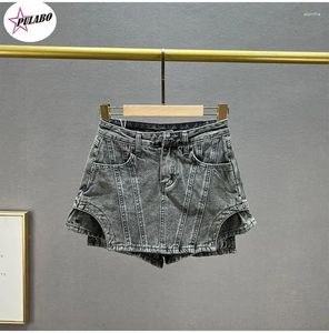 Shorts femininos Pulabo Peritang Mulheres Y2K Caia alta moda Moda Primavera Verão Personalidade Rua Salia de jeans assimétrica