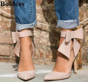 Sandaler Beauty Designer Big Bow Tie Women Thin High Heel Pointed Toe Pumps Dress Shoes Acception Custom Made Color