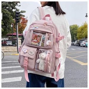 School Bags Korea Large-capacity Women Multi-Pocket Nylon Backpack Junior High Student Bag Female Girl Laptop Book