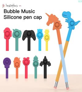 DHL Free Press Bubble Pen Toys Silicone Push Squeeze Stationery Alivia o estresse para estudantes adultos infantis BY309946676