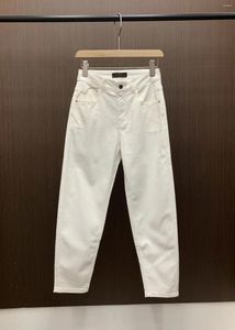 Jeans femininos 24 verão l // p moda casual calça de algodão branco magro