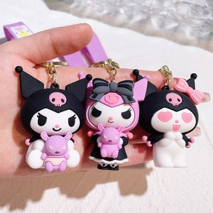 Tecknad Kuromi Keychain Söt kamera Big Ear Dog Car Bag Key Chain Pendant Liten Gift