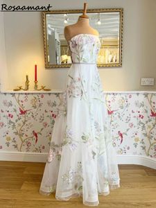 Boho Print Flower A Line Wedding Suknie dla kobiet 2024 Seksowne slezyjne sukienki ślubne Siez szatę de Mariee