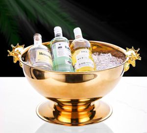 Creative Ice Wine Bucket Stainless Steel Deer Head Design Bacia Champagne para festa em casa Bar de boate Decor Gold Silver7879585