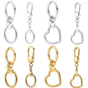 Keychains 2024 Silver Color Jewelry Fashion Gold Key Ring Chain Fit Charms Original pendente DIY para mulheres Presente