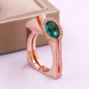 Cluster Rings Luxury Fashion Female Zircon Finger Ring For Women Unique Style Gold Color Engagement Vintage Wedding Gift Jewelry