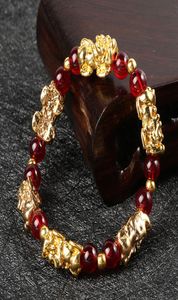 ZB2 Новый стиль желтый камень браслет Pixiu Vintage 3D Beads Beads Feng Shui Счастлив