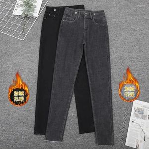 Frauen Jeans Stretch Women Herbst Herbst Winter 2024 hohe Taille Slim Skinny Bleistifthose Vintage Denim Leggings lässige dicke Hose