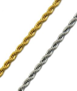 Хип -хоп золото 304L из нержавеющей стали мужские ожерелья веревка для женщин для женщин ювелирные изделия1474966
