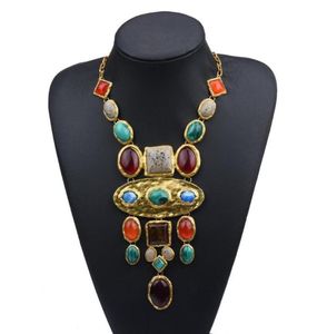 Chokers Baroque Multi Geometric Stone Statement Necklaces For Women Bohemia Jewelry Colorful Crystal Chunky Necklace Female Bijoux3338850