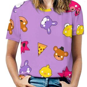 Frauen T-Shirts FNAF / Gesichter Muster süßes Kawaii Chibi für Kinder Frau T-Shirt Frühling und Sommerdruck Crew Neck Pullover Top