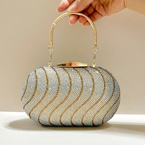 Temperament Womens Handheld Bag Fashion Trend Full Diamond Dinner Lady Evening Party Small Wedding Clutch Purse 240430