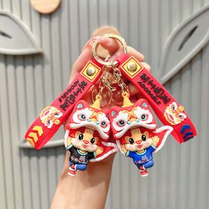 Ano Novo O ano do Loong Lion Dance Doll Key Chain Key Gift Gift Key Chain Mascot Figura Pingente