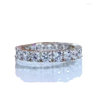 Cluster Rings S925Silver Ring Zircon Four Claw Full Diamond Fashion and Elegance Versatila smycken
