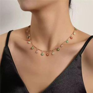 Ketten Mode einfache Süßigkeiten Farbe Quasten Halskette für Frauen ästhetische All-Match-Anhänger Schmuck Halshals-Accessoires Geschenkkette