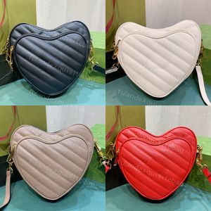 9a Hot Designer Bag Womens Solid Color Leather Shoulder Bag Fashion Heart Shaped Chain Bag Multifunktion Plånbokskort Bag 751628