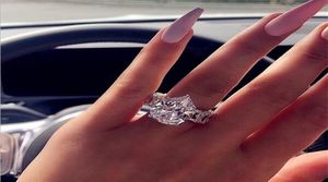 Size 510 925 Sterling Silver Water Drop Pear Cut White Topaz Big CZ Diamond Gemstones Women Wedding Ring Gift8156253