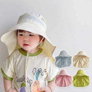 Caps Chapéus Kids Skid Summer Hat Summer Com Shawl Big Brim Baby Sun Hats Travel Travel Children Panamá Cap para meninos Acessórios de meninos 2-6y