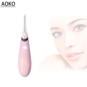 Aoko USB do ładowania elektrycznego elektrycznego obrzęku rzęs ogrzany makijaż długotrwały naturalne rzęsy Curling Auto Heating Beauty Tools 240428