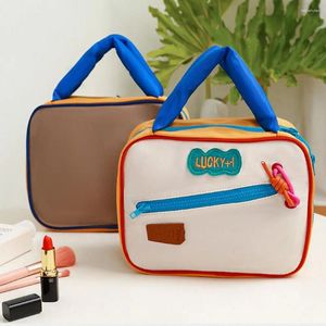 Cosmetic Bags Large Capacity Contrasting Colors Bag Toiletries Organizer Korean Style Makeup Pouch Handbag Carry-on Tote