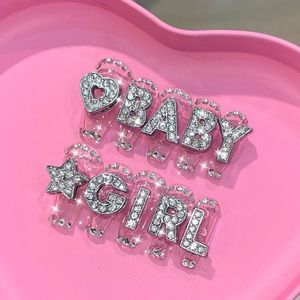 Custom Name Press On Nails Y2K Handmade Long Coffin False Nail Glittery Rhinestone Reusable Fake Nail With Glue Stickon Nails 240430