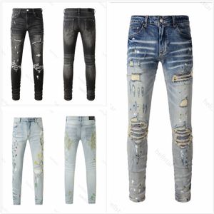 Jeans de grife de jeans jeans calças de bordado de bordados de moda Fashion Faços Tamanho dos EUA 28-40 Hip Hop Troushers Zipper angustiadas para masculino 2024 de alta qualidade de alta qualidade Fechar