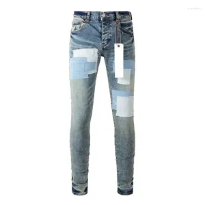 Frauenhose Purpur Roca Marke Jeans Jeans Jeans Denim mit High Street -Patches aus alter Patch -Fabric -Reparatur niedriger Anstiegsdünn