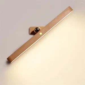 Wall Lamp USB Charging Wooden Mirror Front Fill Light 360° Rotate Bedroom Bedside Magnetic Adjustable Angle Indoor LED Lamps