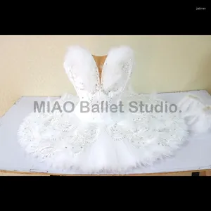 Scene Wear White Swan Lake Ballet Tutus Dress for Competition Ingen Stretch Blue Bird Professional Tutu Classical Pancake Costume 0266