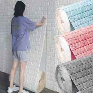 Adesivos de papel de parede 3D Painel de rolagem branca de espuma macia de tijolo rocha de mármore rocha de parede diy parede decoração de quarto de casa proteger 240429