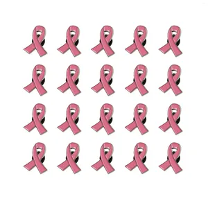 Broşlar 20pcs kadın çinko alaşım emaye pembe şerit pimleri hayatta kalan meme kanseri farkındalığı umut yaka düğmeleri rozetleri
