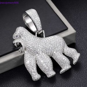 Full VVS Moissanite Iced Out Gorilla Bling Sterling Sier Pass Diamond Test Hiphop Jewelry for Menhip Hop Personality Pendant