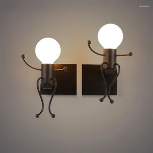 Lampa ścienna vintage robot LED zabawka nowoczesne światła dla dzieci dzieci dziecięce pokój nocny sypialnia kawiarnia próżność schodów światło e27