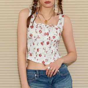 Serbatoi femminili fufucaillm da donna a vasca aderente giubbotto di fiume casual color floreale senza maniche coltivate cami cami