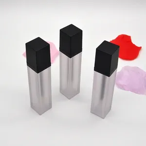 Storage Bottles 7ml Frosted Lip Gloss Bottle With Black Cap Empty Square Tube Portable DIY Lipgloss Packing Container