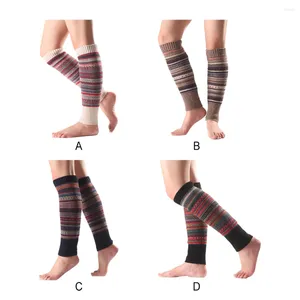 Women Socks Fashionable And Versatile S Striped Ethnic Knitting Wool Footless Comfortable