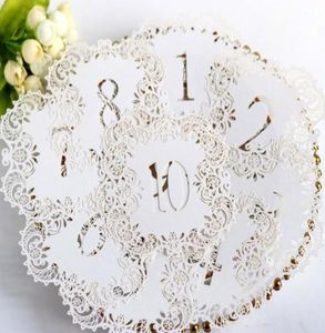 100st Laser Cut Romantic Wedding Tabellnummer Tabellkort Holo Card Numbers Party Supplies Wedding Decoration Seat 6zz191580640