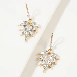 Stud Earrings Shiny Zircon Leaf Ear Pendants For Women Fashion Light Luxury Crystal Drop Female Elegant Wedding Party Jewelry Gift