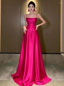 Casual Dresses Summer Rose Red Elegant Spaghetti Strap Women Bandage Long Dress Sexy Vintage Prom Evening Party Fashion Vestidos Robe